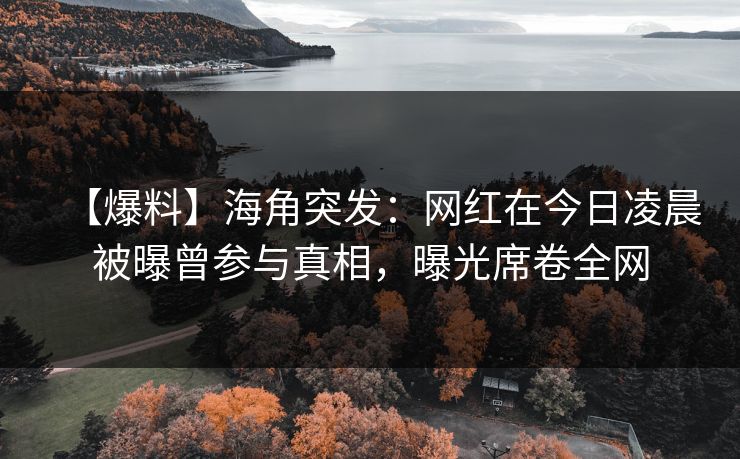 【爆料】海角突发：网红在今日凌晨被曝曾参与真相，曝光席卷全网  第1张