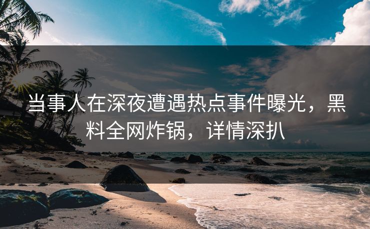 当事人在深夜遭遇热点事件曝光，黑料全网炸锅，详情深扒  第1张