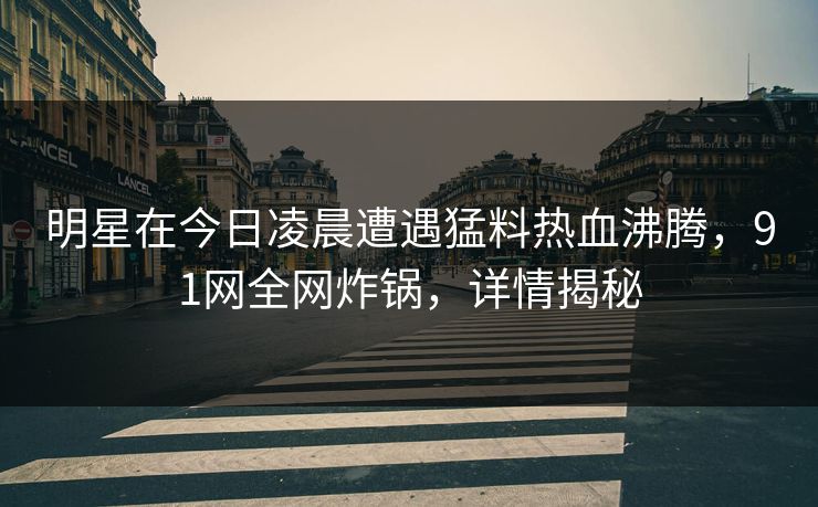 明星在今日凌晨遭遇猛料热血沸腾，91网全网炸锅，详情揭秘