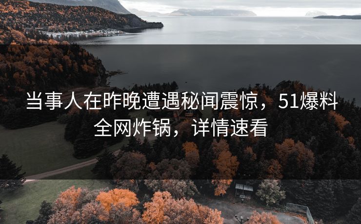 当事人在昨晚遭遇秘闻震惊，51爆料全网炸锅，详情速看