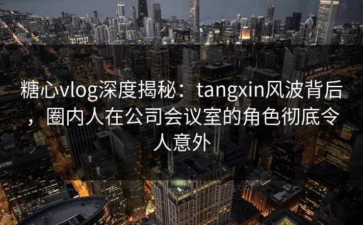 糖心vlog深度揭秘：tangxin风波背后，圈内人在公司会议室的角色彻底令人意外