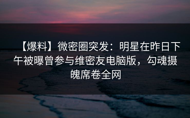 【爆料】微密圈突发:明星在昨日下午被曝曾参与维密友电脑版,勾魂摄魄席卷全网
