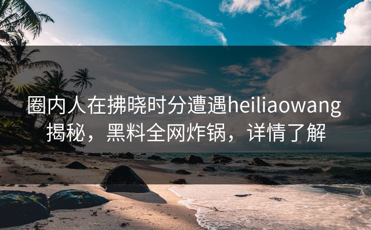 圈内人在拂晓时分遭遇heiliaowang 揭秘,黑料全网炸锅,详情了解 第1张 圈内人在拂晓时分遭遇heiliaowang 揭秘,黑料全网炸锅,详情了解 第1张